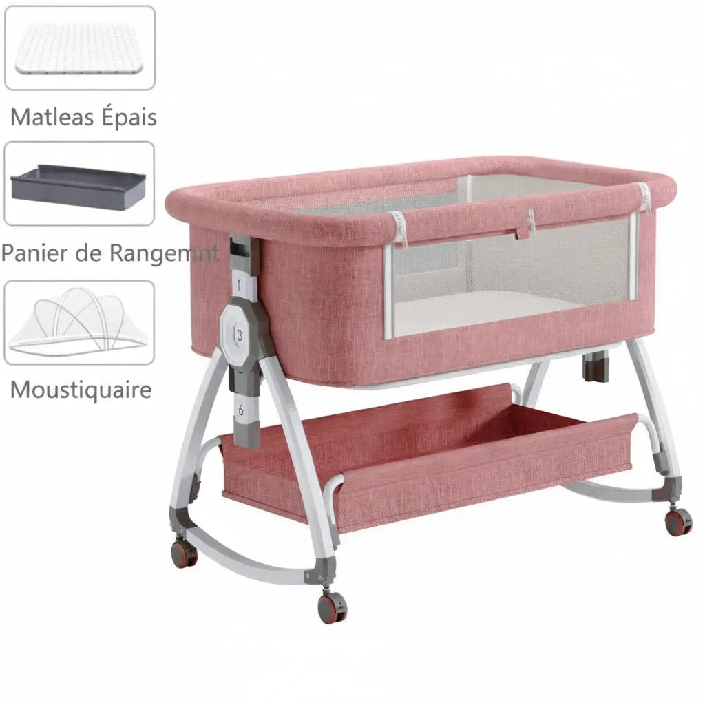 Cuna Colecho Plegable 3 en 1 — Altura Ajustable y Almacenamiento XL