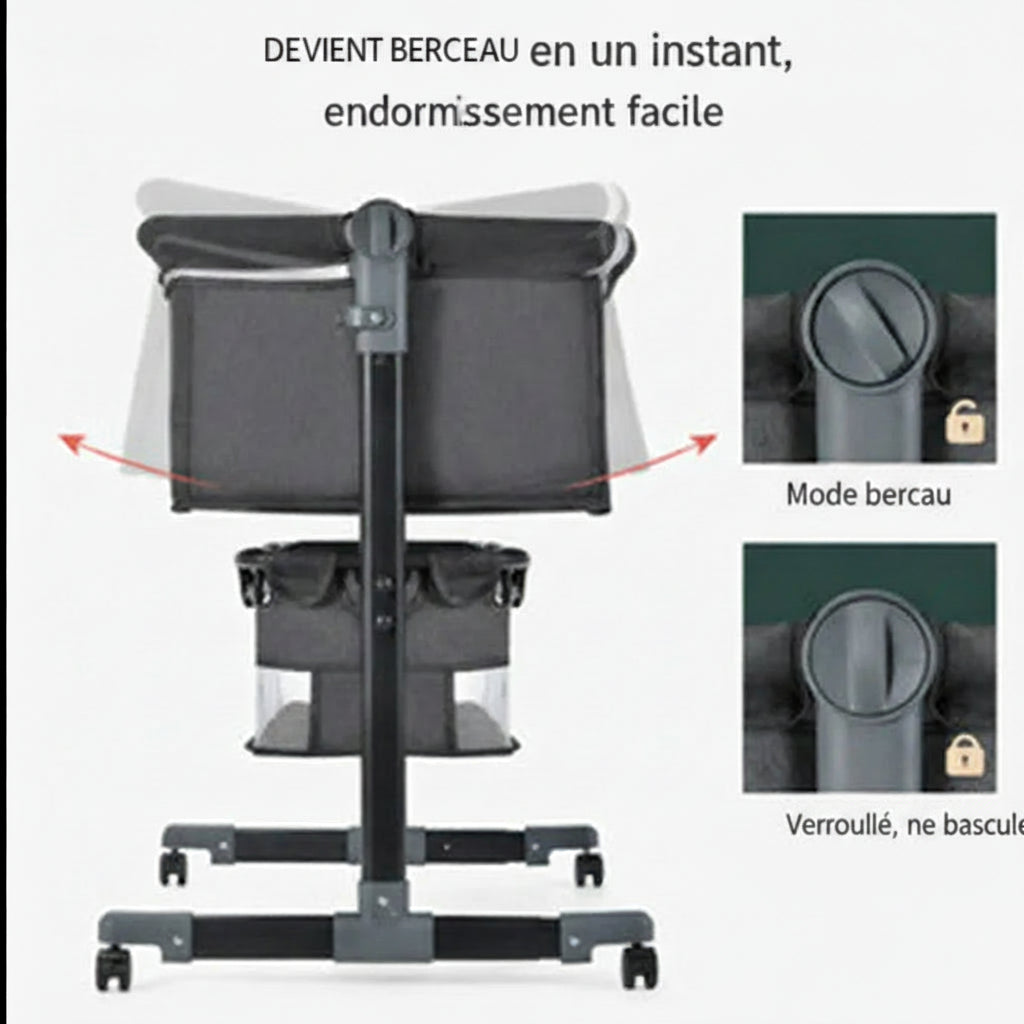 Lit bébé modulable - structure légère et pliable