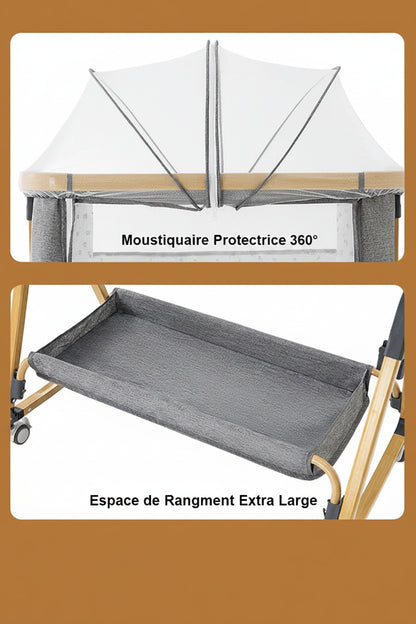Cuna Colecho Plegable 3 en 1 — Altura Ajustable y Almacenamiento XL
