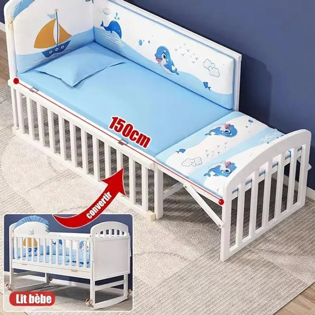 Lit bébé bois - protections anti-morsures barreaux
