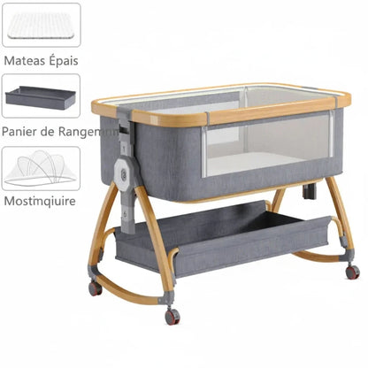 Cuna Colecho Plegable 3 en 1 — Altura Ajustable y Almacenamiento XL