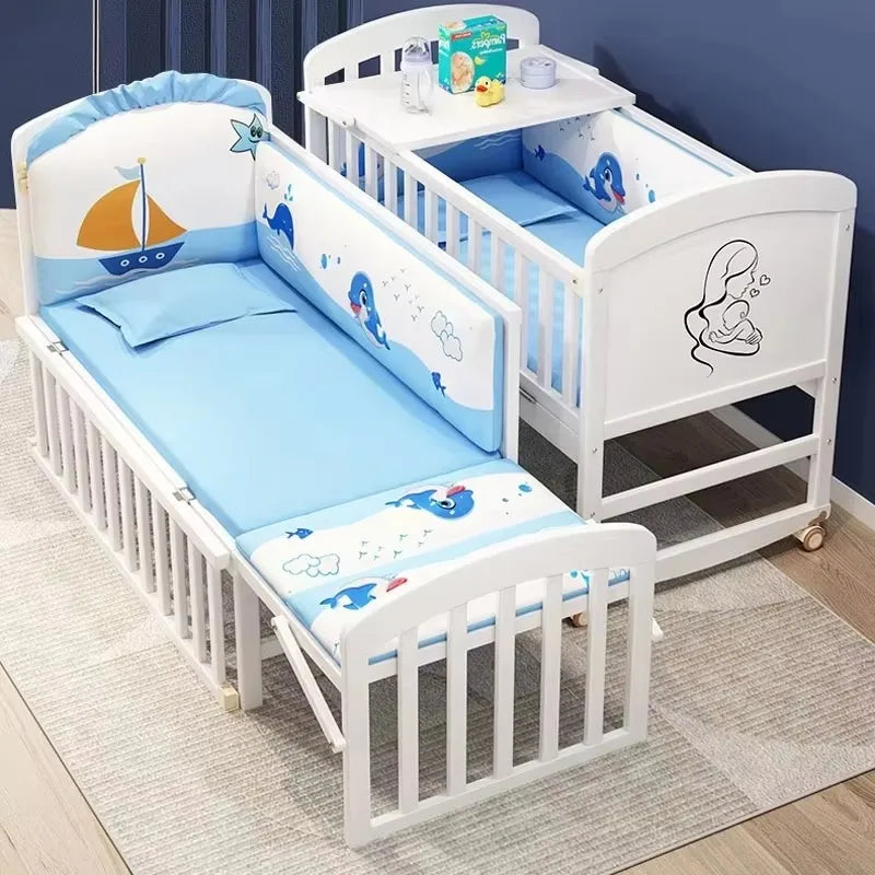 Lit bébé bois évolutif vers lit enfant - vue d'ensemble