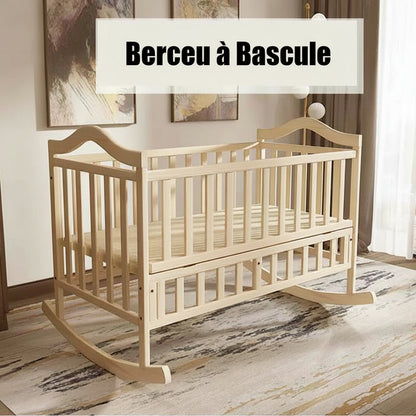 Berceau bois massif bercant automatique - vue d'ensemble