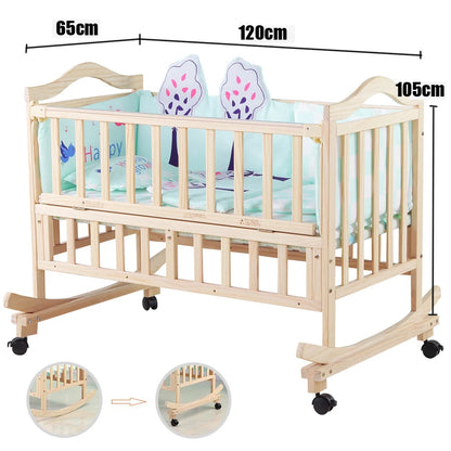 Berceau bois - parure de lit colorée assortie